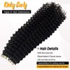 Tape in Hair Extensions Kinky Curly Remy Human Hair Extensions 14 inch 50g 20pcs 3C Curly Hair Extensions Tape ins Double Sided Seamless Adhesive Glue in Real Natural Hair Extensions for Black Women