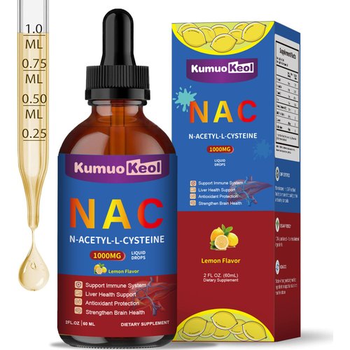 NAC 1000mg Drops, N-Acetyl Cysteine Liquid, with Quercetin and Zinc for Adults, Kids, Support Liver and Lung Function, Antioxidants, Immunity, Skin Health, 2 Fl Oz