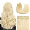 YILITE Human Hair Extensions Wire Hair,20 Inch 110g #60 Platinum Blonde Wire Hair Extensions Human Hair,Remy Human Hair Extensions with Invisible Fishing Line (20inch #60 110g)