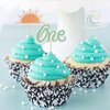 The Big One Cupcake Toppers, 1st Birthday Ocean Surf Cupcake Toppers，"ONE" Birthday Cake Decoration,Surf Bus Cake Topper，Swimming Beach Themed Party Ocean Baby Shower Party Supplies