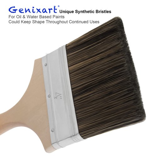Double Thick Chip Paint Brush, 4 inch / 100mm Stain Brushes for Painting Walls and Fence Staining, Wooden Handle Masonry Paintbrush for Varnish, Paste and Gesso
