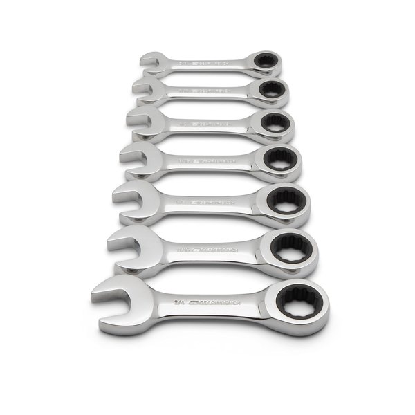 GEARWRENCH 7 Pc. 12 Pt. Stubby Ratcheting Combination Wrench Set, SAE - 9507D