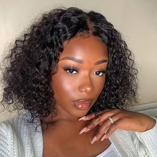 SODLIS Lace Closure Wigs Human Hair Pre Plucked with Baby Hair Brazilian Virgin Deep Wave Lace Front Wigs for Black Women Hair Wigs Natural Color (10 Inch)