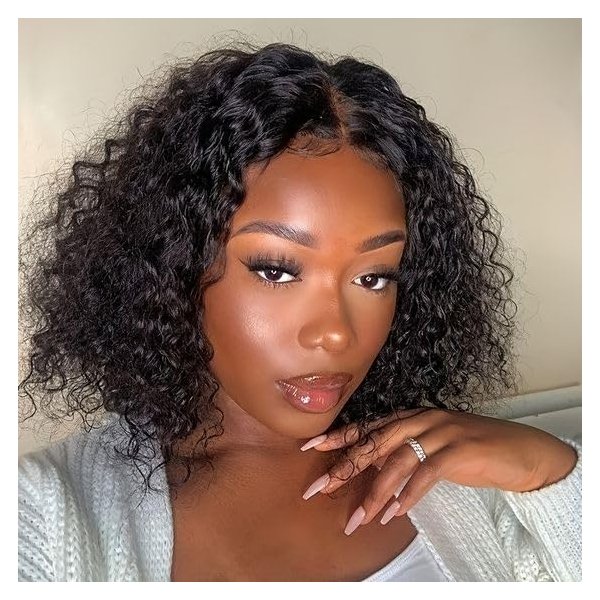 SODLIS Lace Closure Wigs Human Hair Pre Plucked with Baby Hair Brazilian Virgin Deep Wave Lace Front Wigs for Black Women Hair Wigs Natural Color (10 Inch)