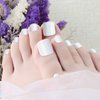 Bellelfin White Press on Toenails 120pcs Short Square Fake Toenails Full Cover Glossy Acrylic False Toe Nails Tips with 5 Sheets Adhesive Glue Tabs for Women and Girls Foot Decor