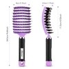 Hair Brush, Boar Bristle Hair Brushes for Women Men kids, Curved Vented Styling Hairbrush Faster Blow Drying, Paddle Detangler Brush for Wet Dry Curly Thick Hair Smoothing Massaging Detangling(Purple)
