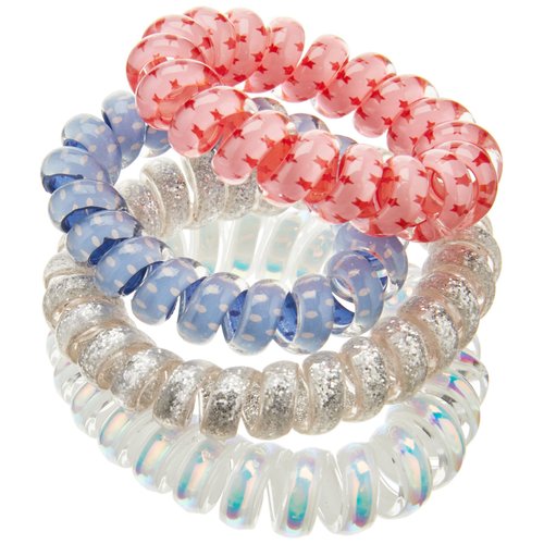 Vera Bradley Women's Elastic Hair Tie Set of 4 Hair Accessory, Imperial Hearts Pink, One Size