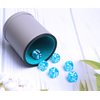 Dice Cup Set PU Leather and Felt-Lined, Quiet Shaking for Yahtzee Farkle Liars Dice Games, Includes Six 16mm Regular Dice