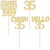 Gyufise 24Pcs Happy 35th Cupcake Toppers Glitter Thirty-five Straight Outta 1989 Cupcake Picks Cheers to 35 Years Birthday Cake Decorations for Happy 35th Birthday Anniversary Party Supplies Gold
