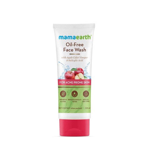 MAMAEARTH Oil Free Face Wash for Oily Skin, with Apple Cider Vinegar & Salicylic Acid for Acne-Prone Skin – 100 ml