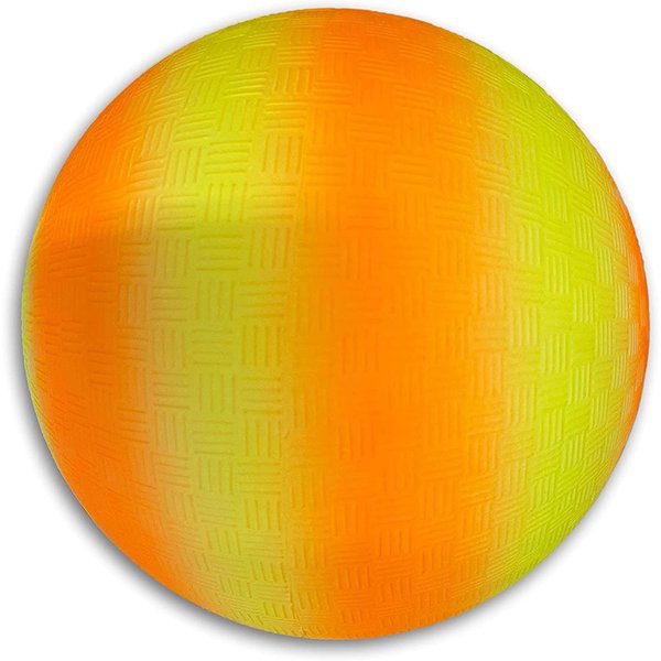 Toys+ 8.5 Inch Playground Balls Red, Blue, Green, Yellow and Rainbow! (1 Ball, OrangeStripe)