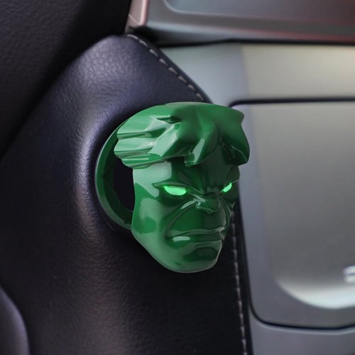 LOKEKE Car Push Start Stop Button Cover, Vehicle DIY Engine Ignition Push Start Button Decorations, Motocycle Ignition Key Switch Protective Cover(Hulk Green)