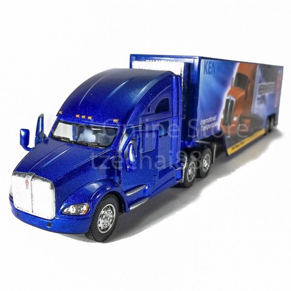 KiNSMART Kenworth T700 Container Truck 1:68 Die Cast Metal Model Toy Truck Blue