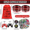 Video Game Party Favors Party Supplies Party Favor Bags with Drawstring Bracelets Video Game Controller Keychains Button Pins Gaming Stickers for Kids Gamer Birthday Decor(Bright Style, 122 Pcs)