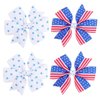 Girl Hair Clip Grosgrain Ribbon Hair Bow Baby Girls Hair Accessories for 4th of July 4 Pack ZFJ33 (Set 3)