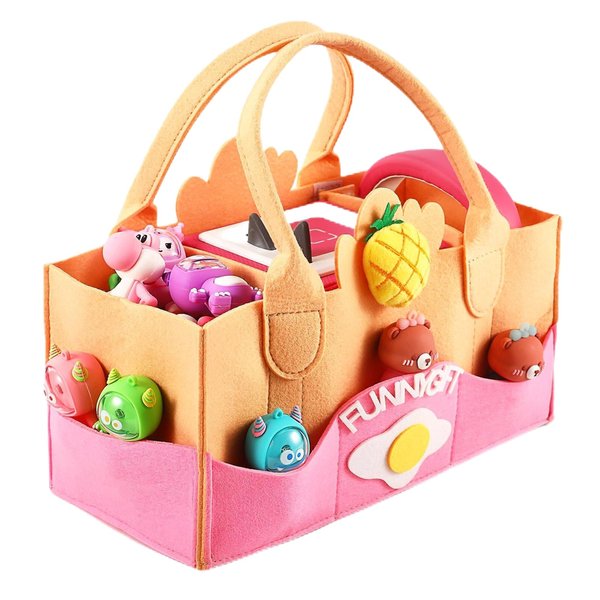 PISOSN Portable Carrying Case Compatible with Toniebox Starter Set and Tonies Figurines,Travel Felt Cloth Musical Toy Folding Bag for Toniebox Accessories (Pink Pattern)