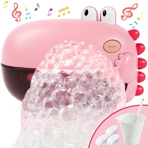 Lehoo Castle Bath Toys for Kids Ages 1-3, Bath Bubble Machine with 12 Songs, Automatic Dinosaur Bubble Maker for Bathtub, Dinosaur Toys for Kids 2-4, Toys for 1 2 3 Year Old Boys Girls