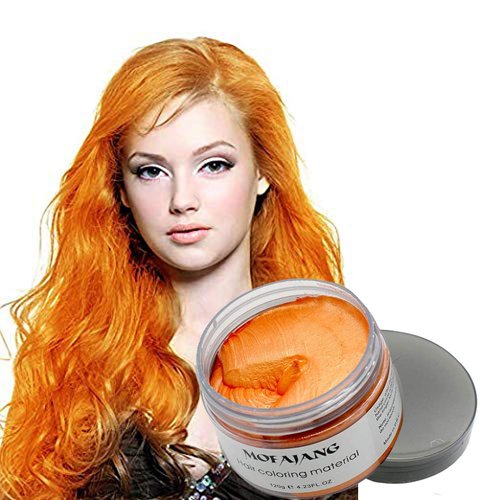Hair Coloring Wax, Orange Disposable Instant Matte Hairstyle Mud Cream Hair Pomades for Kids Men Women to Cosplay Nightclub Masquerade Transformation