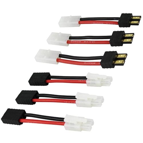 YLP 3 Pairs Compatible with TRX to Tamiya Male Female Connector Adapter Cable 14awg 5cm 1.96in for NiCd NiMH Dynamite(Pack of 3)