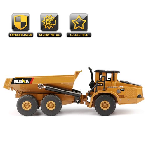 1/50 Scale Diecast Articulated Dump Truck, Metal Engineering Vehicle Construction Models Toys for Kids (Articulated Dump Truck)