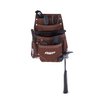 AWP 10-Pocket Suede Tool Pouch | Durable General Construction Leather Tool Pouch | Brown