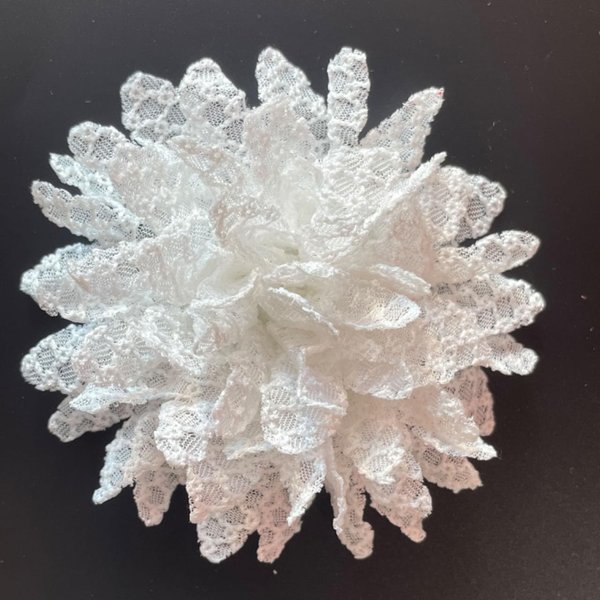 Lmlliang 10PC 4Inch Lace Petal Fabric Flower,for DIY Handmade Making Hair Clips Accessories Scrapbooking Wedding Decoration(White)