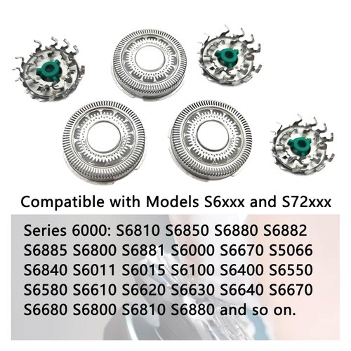 SH60 Replacement Head Blades Series 6000 Fit for Philips 6000 Series Electric Shaver Razors Replacement Blades Compatible with Norelco Shaver Cleaning Brush for S6880/81 S6810/82 S6850/85 Series 6000