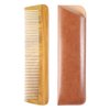 Onedor Handmade 100% Natural Green Sandalwood Wooden Comb for Men Hair, Beard, and Mustache Styling Pocket Comb With Leather Case (Long)