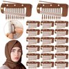 Crowye 20 Pieces Chunni Clips with Safety Pins 10 Teeth Wig Clips Strong Dupatta Grip Clip Flat Dupatta Setting Clips Hair Extension Clips for Woman Hijab Veil Hair Extensions Hairpieces(Brown)