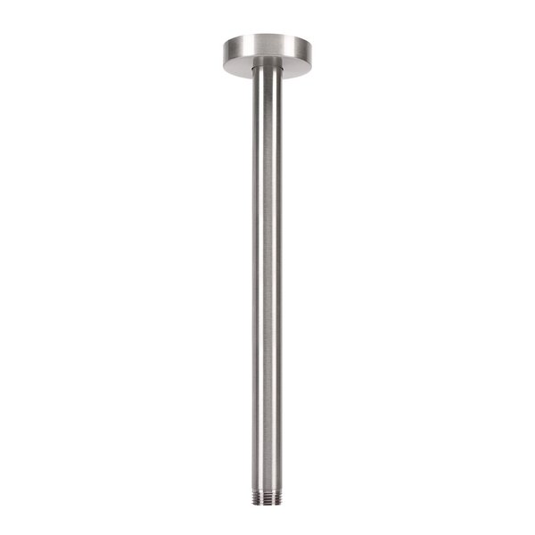 HarJue Ceiling Mounted Shower Arm, Rain Shower Head Extension Arm with Flange and Teflon Tape Stainless Steel Ceiling Mount Shower Extender for Fixed Shower Head (12 Inch, Brushed Nickel)