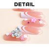DANMANR French Fake Flower Nails Square False Nails Full Cover Butterfly Acrylic Shiny Fake Nails for Women and Girls 24PCS