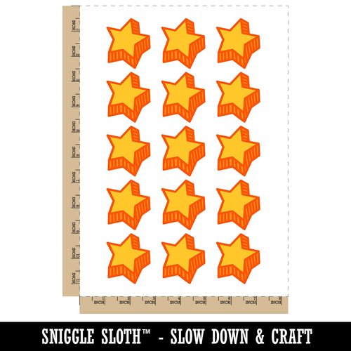 Star with Shadow Excellent Doodle Temporary Tattoo Water Resistant Fake Body Art Set Collection - 15 2" Tattoos (1 Sheet)