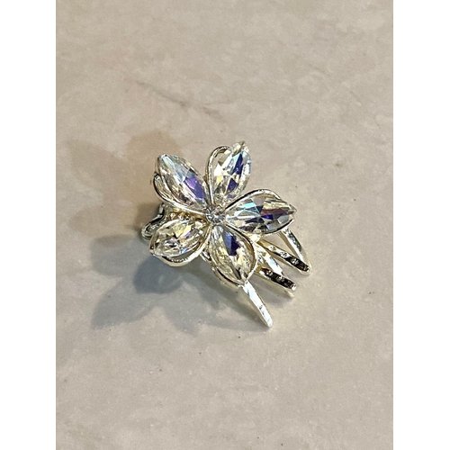 Generic Small mini gold metal ab crystal flower alligator hair claw clip