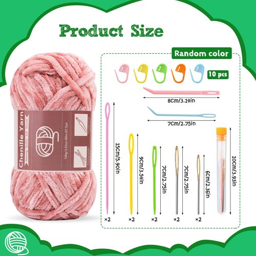 LUNARM 3 * 100g Chenille Yarn, Yarn for Crocheting Knitting with Big Eye Needles, Handcrafts Weaving Soft Chenille Yarn for Making Blankets, Clothes, Pattern Knitting Creations (Peach Pink)