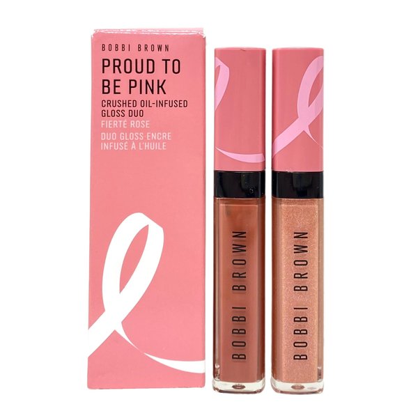 Bobbi Brown Limited Edition Proud To Be Pink Crushed Oil-Infused Gloss Duo - Free Spirit & Bellini - NEW IN BOX