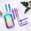 Manicure Set Nail Clippers Set Pedicure 8 Pieces Stainless Steel Manicure Kit Professional Grooming Care Tools Nose Hair Scissors Nail File.The Best Gift with Luxurious Case (Dazzling color_8 pieces)