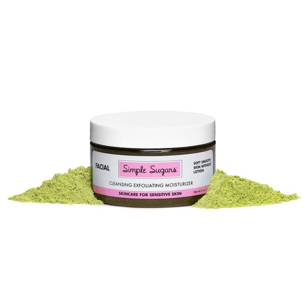 Simple Sugars Facial Best Sellers Bundle - All-Natural Skincare for Sensitive Skin for Eczema, Psoriasis, Rosacea, Dry Skin, Combination Skin - Green Tea, Strawberry, Vitamin C