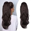 AISI BEAUTY Ponytail Extension 26 Inch Long Wavy Drawstring Ponytail for Women Dark Brown Pony Tails Hair Extensions Multi-Layered Synthetic Clip in Ponytail