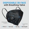 Face mask black disposabe with breathing valve 30 pack | black face masks for men and woman 5 layer non-woven | disposable face mask for protection | sport breathable face mask lightweight