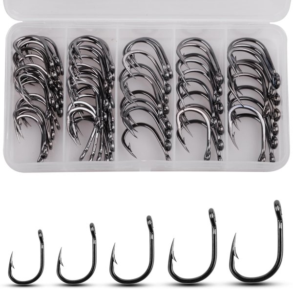 Fishing Live Bait Hooks 2X Strong Stainless Steel Fishing Hooks Saltwater Super Sharp Bait Fish Hooks Freshwater Circle Hooks