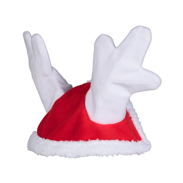 HORZE Christmas Santa Reindeer Antlers Hat | Slip-On Horse Cap with Fleece Trim - Red - Horse