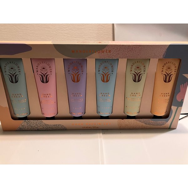 Wanderflower Hand Cream Repair 6pc Set Jasmine Basil Lavender Cardamom Tea Tree Grapefruit