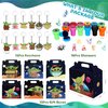 Qbjetkap Kids Birthday Party Supplies Kids Birthday Party Favors for Birthday Party Decorations Include 12Pcs Gift Boxes, 14Pcs Stampers, 12Pcs Keychains, 12Pcs Button Pins, 50Pcs Stickers