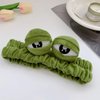 Nawjue 2PCS Face Wash Headband Hairband with Frog Plush Headband Soft Face Shower Bath Hair Bands for Women (Green)