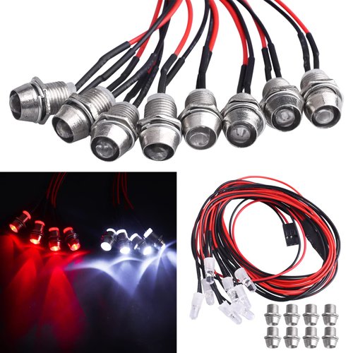 HobbyPark RC Car 8 LED Light Kit Headlights Taillight LEDs Accessories for Traxxas Slash Rustler Arrma Axial SCX10 Redcat RC4WD HPI Truck Tamiya Crawler Body Parts