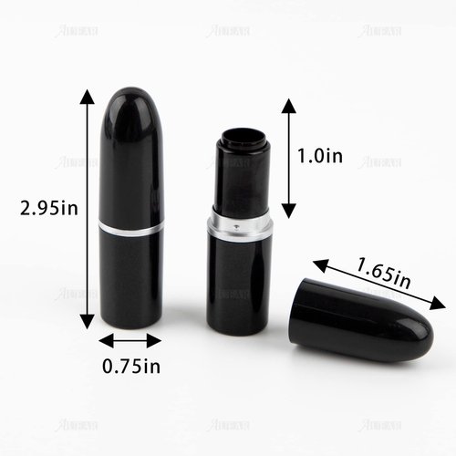 AUEAR, Empty Lip Balm Lipstick Tubes Container Bullet Shape for Lipstick Lip Balm DIY (Black, 10 Pack)