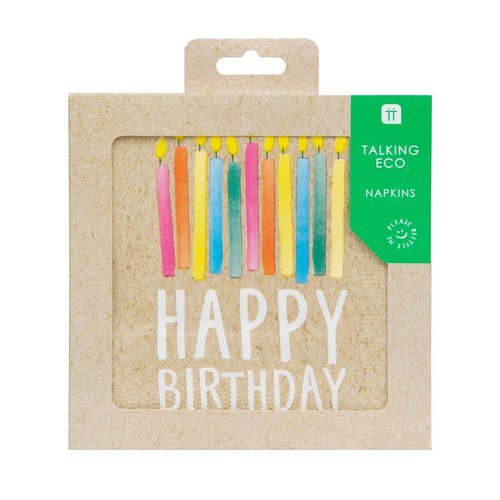 Kraft Talking Tables Birthday Party Paper Napkins ZERO PLASTIC ,33CM, 20PK