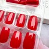 Red Press on Nails Short Square Medium Fake Nails Classic Red Glossy Handmade Gel False Nails Solid Color Thick Acrylic Nails Stick On Nails Reusable Salon Oval Glue On Nails for Women Manicure 24Pcs
