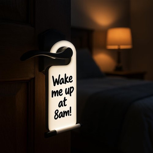 LED Hanging Door Message Board with Light – Dry Erase Do Not Disturb Sign for Bedroom, Hotel, Dorm | Includes Marker | Light-Up Hook for Night Visibility | Reusable Message Reminder Tag