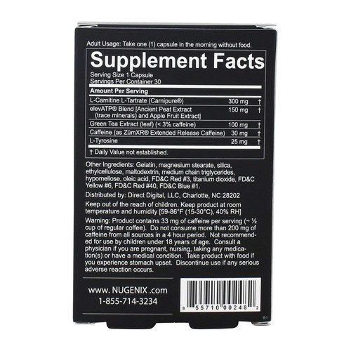 Nugenix Cellular Energy - More Energy, Muscle Support - L-Carnitine and L-Tartrate, elevATP, Green Tea Extract, Extended Release Caffeine, L-Tyrosine, 30 Capsules